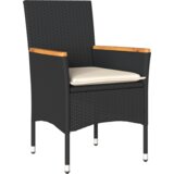 vidaXL 5-delni komplet zunanje jedilnice z blazinami v črnem poliratanu, vrtna miza v črni barvi 80x80x73 cm s kaljenim steklom | Shoptok.si