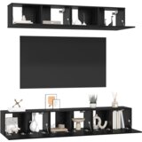 vidaXL Komplet TV omaric s polico s shranjevanjem z vrati 5 pcs Črna Orehovina | Shoptok.si