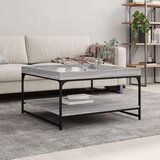 vidaXL Klubska mizica siva sonoma 80x80x45 cm inženirski les in železo | Shoptok.si