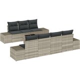  8-delni set vrtnih kavčev z blazinami svetlo sivi poli ratan, (22091166) | Shoptok.si