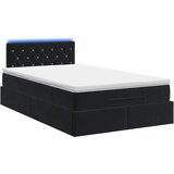 Krevet od pjene s madracem i LED-om Crna 120 x 200 cm Baršun - Crna 120 x 200 cm Kristal s dugmadima | shoptok.hr