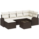 vidaXL 6-delna vrtna sedežna garnitura z blazinami siva poli ratan, 2-sedežna vrtna sofa s shranjevanjem in blazinami rjava poli ratan Cene