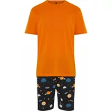 Trendyol Orange Regular Fit Printed Knitted Pajamas Set