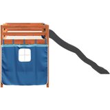 vidaXL Otroški pograd z zavesami modra 80x200 cm trdna borovina | Shoptok.si