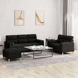  3-dijelni set sofa s jastucima crni od mikrovlakana Cijene