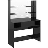 The Living Store Toaletna mizica z LED lučkami 100x40x135 cm MDF sijoče črna - Mizica Za Ličenje, (21494803) | Shoptok.si