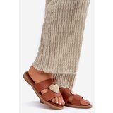 EVENTO Womens sandals on a flat heel with a gold decoration Karinma | Shoptok.si