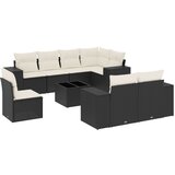 Maison Chic Seti vrtnega pohištva - Vrtna garnitura - Vrtni pohištvo set 9-delna z blazinami črn poli ratan, (21806021) | Shoptok.si