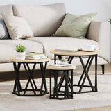  Ugolni bočni stol 3 pcs Sonoma hrast Inženjerska drva i čelik | shoptok.hr