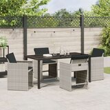  Set od 5 komada blagovaonskog namještaja za vrt s jastucima svjetlosive boje od poli ratana | shoptok.hr