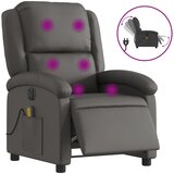  Električni masažni naslonjač od prave kože sivi | shoptok.hr