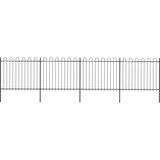 vidaXL Vrtna ograja z obročastimi vrhovi jeklo 6,8x1,5 m črna | Shoptok.si