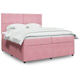  Krevet s oprugama i madracem ružičasti 200x200 cm baršunasti | shoptok.hr
