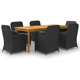  7-dijelni vrtni blagovaonski set crni Cijene