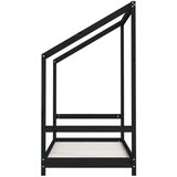  Otroški posteljni okvir črn 80x160 cm trdna borovina, (20916992) | Shoptok.si