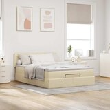  Otomanski krevet s madracem krem 140x190cm od tkanine | shoptok.hr