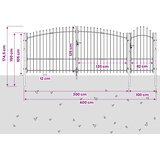  Vrtna vrata s zaključavanjem Woerden Siva 125 x 400 cm Čelik | shoptok.hr