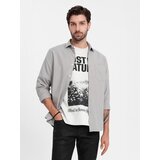 Ombre Men's REGULAR FIT shirt with pocket - gray | Shoptok.si