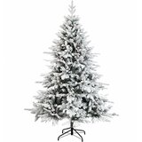  Umjetno božićno drvce s nogom 150 cm PVC i metal - Zelena i bijela 150 cm bez LED svjetala | shoptok.hr