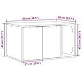 vidaXL Omara za mačje stranišče artisian hrast 80x50x45 cm inž. les | Shoptok.si