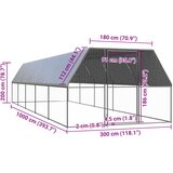 Vanjski kavez za kokoši 3 x 10 x 2 m od pocinčanog čelika | shoptok.hr