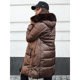DStreet Kurtka damska ULTRAWAY pikowana z kapturem kawowa | Shoptok.si