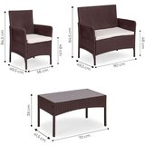  Set vrtnog namještaja: stol, klupa i 2 fotelje sa jastucima - smeđi | shoptok.hr