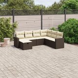 Maison Chic Seti vrtnega pohištva - Vrtna garnitura - Vrtni pohištvo set 7-delna z blazinami rjav poli ratan, (21802085) | Shoptok.si