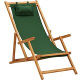  Zložljiv stol za na plažo trevkaliptusov les in zeleno blago Cene