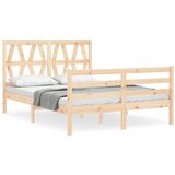 The Living Store Posteljni okvir z vzglavjem trden les - Posteljni Okvir, (21530675) | Shoptok.si
