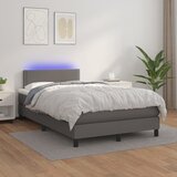  Krevet box spring s madracem LED sivi 120x200cm od umjetne kože | shoptok.hr