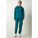 Happiness İstanbul Women's Emerald Green Raised Knitted Tracksuit cene