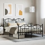 Maison Chic Kovinski Posteljni okvir - Dvoposteljna postelja - Zakonska postelja z vzglavjem in vznožjem črn 135x190 cm, (21695541) | Shoptok.si