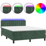 Maison Chic Box spring postelja - Vzmetna postelja z vzmetnico LED tem. zelena 140x200cm žamet SL22119, (21890499) | Shoptok.si