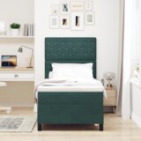 Box Spring Krevet s Madracem Tamno Zelena 90x200 cm Baršun | shoptok.hr