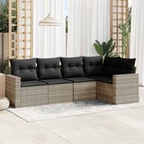 Maison Chic Seti vrtnega pohištva - Vrtna garnitura - Vrtni pohištvo set 5-delna z blazinami siv poli ratan, (21815957) | Shoptok.si