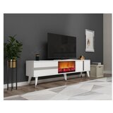 Hanah home tv polica vania fireplace white silver Cene