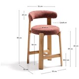 Kave Home Barska stolica od čvrste jeseni boja terakote/u svijetloj prirodnoj boji (visine sjedala 65 cm) Granite – | shoptok.hr