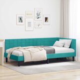  Kutni okvir kreveta s uzglavljem Tirkizna 90 cm x 190 cm Baršun | shoptok.hr