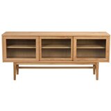 Rowico Vitrina v hrastovem dekorju z drsnimi vrati v naravni barvi 170x75 cm Hazelton – Cene