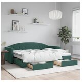 vidaXL izvlečna dnevna postelja s predali temno zelena 80x20 | Shoptok.si