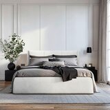 MID.YOU OBLAZINJENA POSTELJA 180 cm x 200 cm , les, tekstil, leseni material krem barve | Shoptok.si