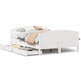 Maison Chic Posteljni Okvir - Dvoposteljna postelja brez vzmetnice bel 150x200 cm trdna borovina, (22082294) | Shoptok.si