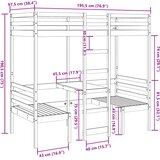 Okvir kreveta na kat sa stolom i stolicama 90x190 cm borovina | shoptok.hr