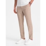 Ombre Men's classic cut pants in fine check - sand | Eponuda.ba