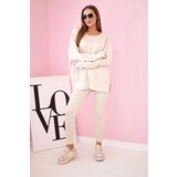Kesi Włoski Set hoodie buttery fabric + ribbed trousers beige