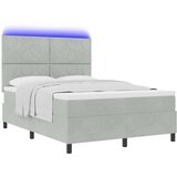  LED Box Spring Krevet Svijetlo siva 160 x 200 cm Baršun | shoptok.hr