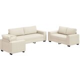 SOFA 3 pcs Bež 221 x 80 x 82 cm Platnasta tkanina | shoptok.hr