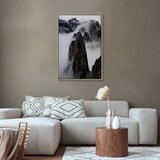  Slika - High Mountains in Mist (1-part) - Landscape of Clouds Amid Rocks 60x90 U prirodnom drvenom okviru | shoptok.hr