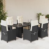  The Living Store Vrtna jedilna garnitura 7-delna z blazinami črna poli ratan - Vrtna Jedilna Garnitura, (21446980) | Shoptok.si